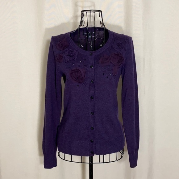 Banana Republic Sweaters - BANANA REPUBLIC Plum Extra Fine Merino Wool Cardigan